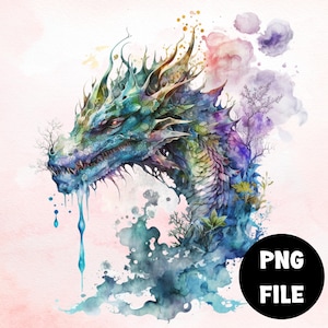 Imágenes prediseñadas de dragones elementales, PNG, uso comercial completo, imágenes prediseñadas de fantasía, imágenes prediseñadas de dragón de acuarela, imágenes prediseñadas de acuarela con descarga instantánea