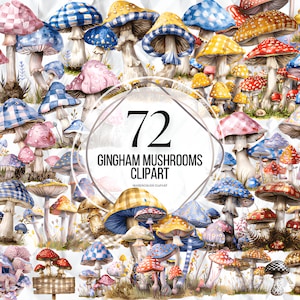 Clipart aquarelle de champignons Vichy - mignon champignon vénéneux nature forêt clip art format PNG téléchargement immédiat pour un usage commercial
