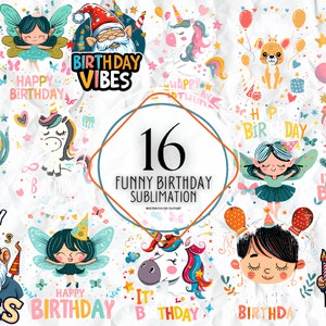Lot de cliparts drôle d&#39;anniversaire, gâteau cadeau ballons de cliparts, collection joyeux anniversaire, cartes d&#39;invitations d&#39;anniversaire, usage commercial