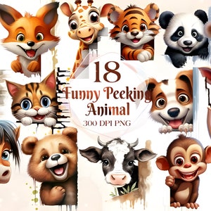 Leuke grappige glurende dieren PNG BUNDEL sublimatieontwerp afdrukbaar - Complete glurende dierencollectie instant digitale downloads