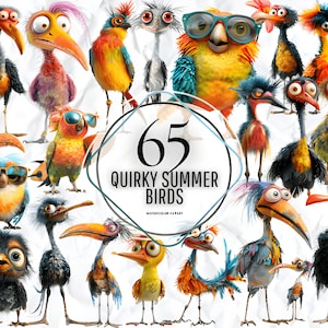 Pájaro divertido Clipart PNG Ilustraciones de pájaros extravagantes Pájaros caprichosos en alambre Sublimación clip art gráficos caprichosos pájaro de dibujos animados alargado