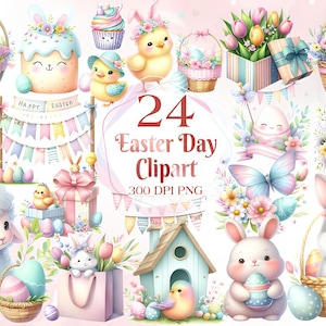 Beautiful Easter Day Cute Clipart PNG Bundle l Spring clip art l Duck PNG l Rainy Day Watercolor l Rain sublimation l April Showers graphics