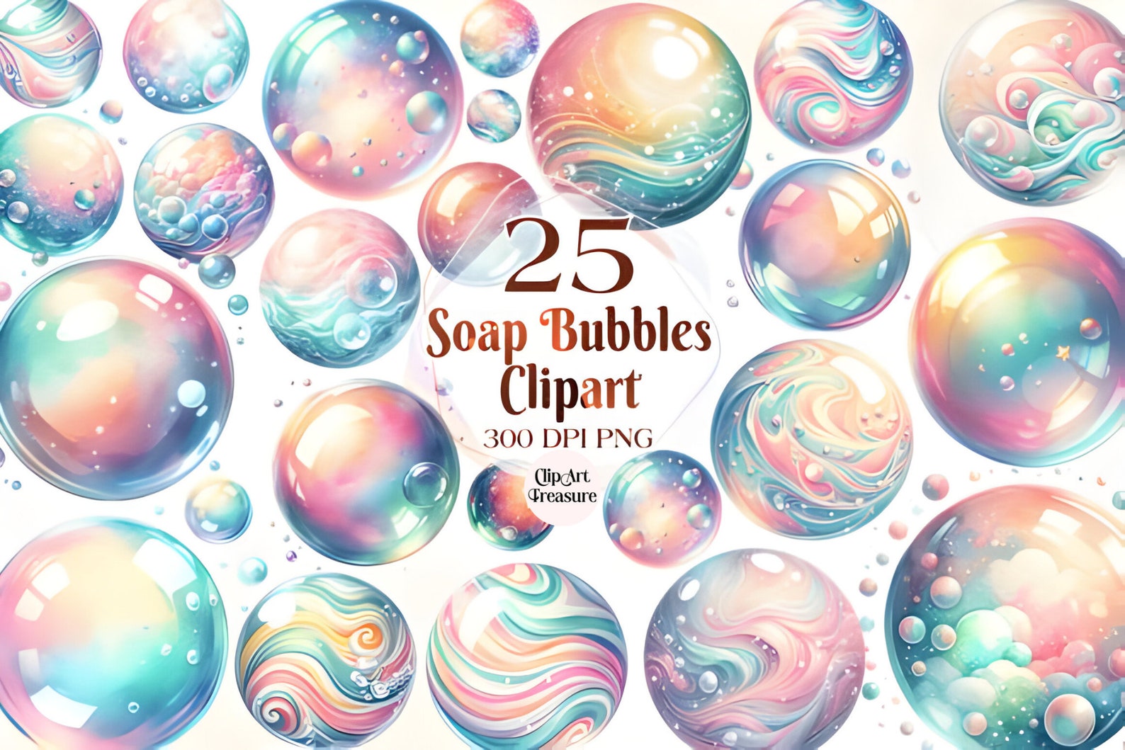 25 Watercolor Soap Bubbles Clipart Bundle Sublimation, Bubbly Clipart ...