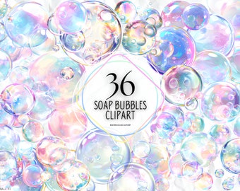 Watercolor Pastel Soap Bubbles Clipart, Bubbly Clipart, Bubble PNGs, Instant Download & Commercial Use, Pastel Clipart Bundle Gift Download