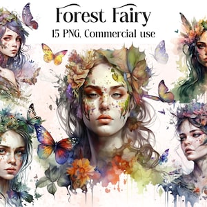 Forest Fairy Fantasy Clipart Bundle,Fairies png, Fantasy Art, Fairy Tale Art, Green Fairy Sublimation Files, Digital Download Commercial Use