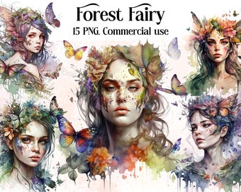 Forest Fairy Fantasy Clipart Bundle,Fairies png, Fantasy Art, Fairy Tale Art, Green Fairy Sublimation Files, Digital Download Commercial Use