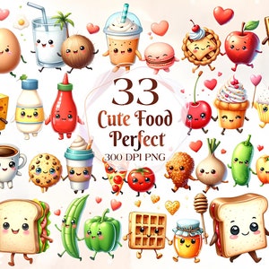 Correspondance parfaite, clipart meilleurs amis pour scrapbooking numérique, clipart Saint-Valentin, nourriture kawaii pour agenda et travaux manuels numériques, feuille d'autocollants