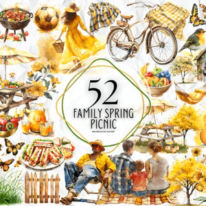 Lente picknick clipart, theetijd illustraties, png. Digitale aquarel. Gratis commercieel gebruik. Scrapbooken, Buiten, Tuin, Bloemen, Vogels, Zon.