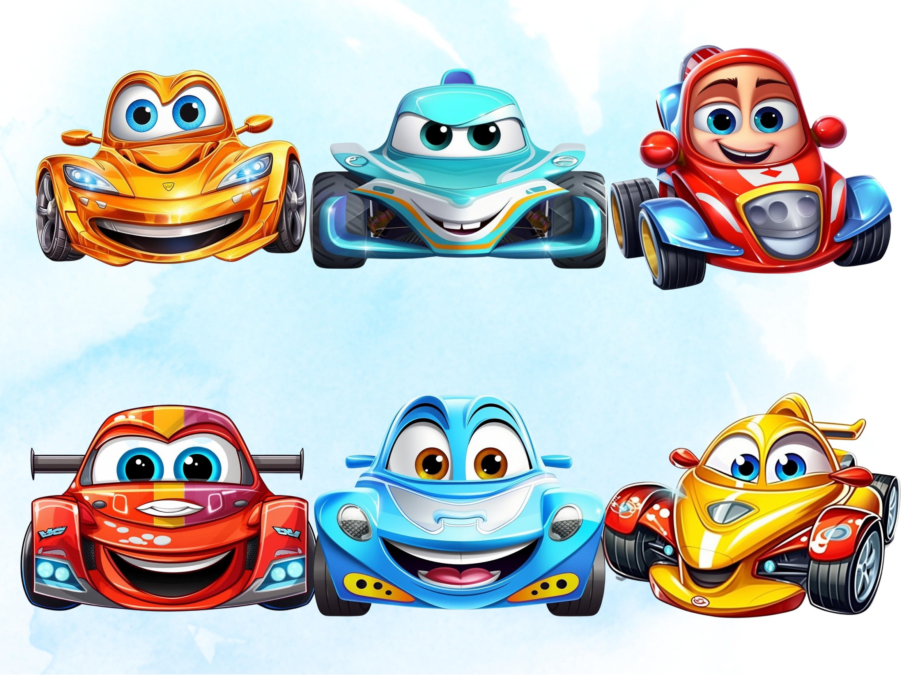 Cute Racing Cars Clipart, Baby Cute Cars Cartoon for Kids,instant ...
