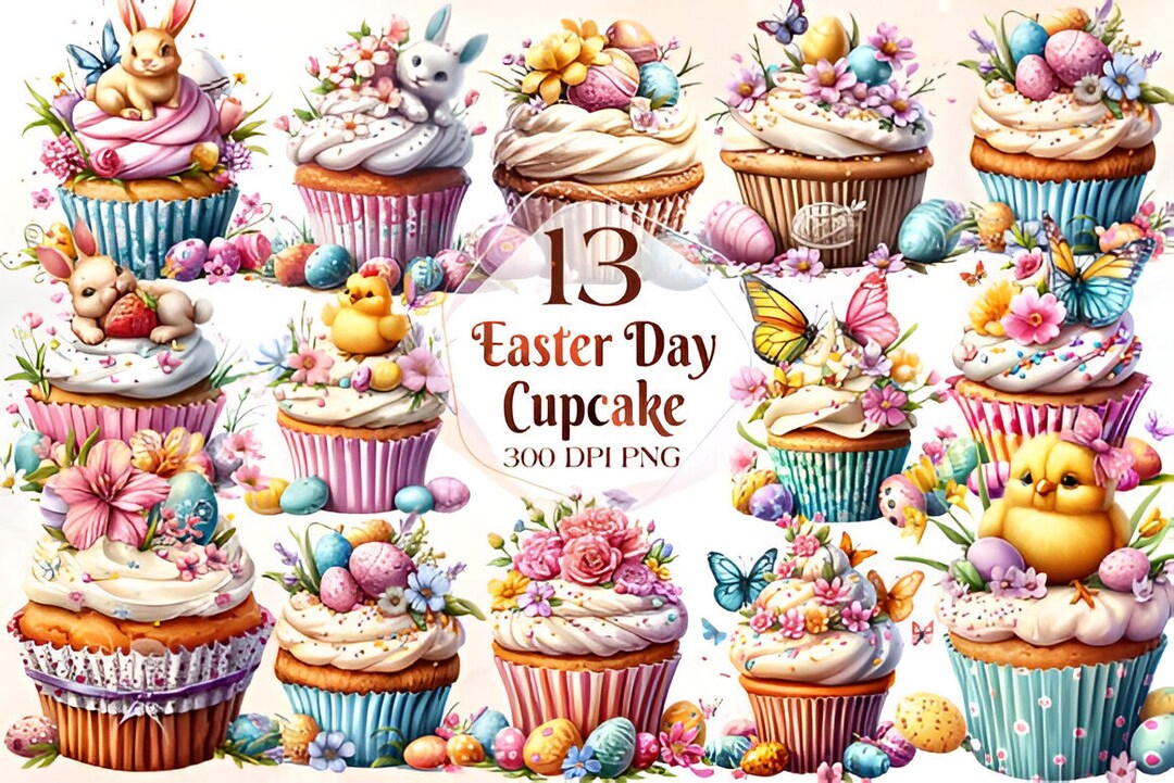 Watercolor Cupcakes Clip Art, Cupcakes Clip Art Bundle, Cupcake PNG ...
