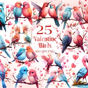Love Birds aquarelle Clipart, cartes de Saint Valentin invitations, créations, téléchargement immédiat, cygnes à usage commercial PNG Transparent sublimation Bundle