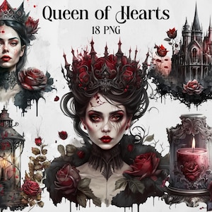 Amazing Queen of Hearts Clipart, mystical clipart, png, roses, frames, hearts, witchcraft clipart, dark valentines clipart, Dark Fantasy Art