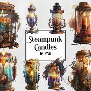 Steampunk Candles Clipart - clip art graphics and collage sheets for altered art or junk journals instant download commercial use