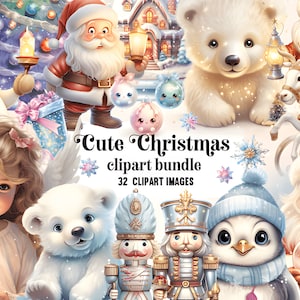 Aquarell süße Weihnachts-Clipart | gemalte Weihnachts-Clipart | Weihnachts-Illustrationen | PNG-Grafiken | Sofortiger Download für kommerzielle Nutzung