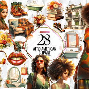 Afro Girl Clipart, Afro Hair Clipart, Black Girl Clipart, African American Girl PNG, African Girl Illustration, Afro Black Girl PNG Bundle