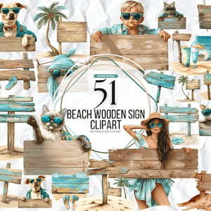 Aquarel strand houten borden clipart - rustieke houten bord berichten in PNG-formaat direct downloaden voor commerciële ons, strand zee oceaan clipart png