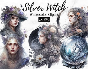 Silver Witch Clipart, witch clip art png, Fantasy magic clip art, mystical clipart, witchcraft png clipart, pagan mystical clipart png