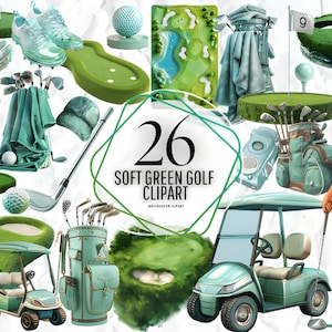 Watercolor Golf Clipart - springtime cute golf clip art graphics in PNG format instant download for commercial use