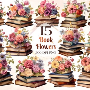 Vintage Watercolor floral book with flowers png - book with flowers sublimation designs with transparent background for commercial use