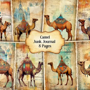 Watercolor Camel Junk Journal Printable Page, Safari Animals Junk Journal Kit,Junk Journal Paper Digital Collage Sheet, Instant Download