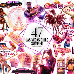 Las Vegas Girls Summer Clipart - Imágenes prediseñadas de mujer negra de Las Vegas, imágenes prediseñadas de despedida de soltera, png de fiesta, imágenes prediseñadas de fin de semana de novia