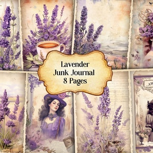 Lavender Junk Journal Pages, Vintage Lavender Junk Journal Kit, Junk Journal Printable Paper, Digital Collage Sheet, Instant Download
