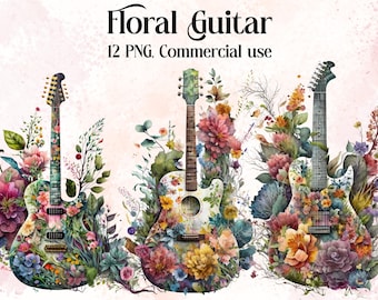 Watercolour Guitar Clipart, Guitar png, Musical Clipart, Classic Guitar, Electric guitar, rock clipart, music clipart, commercial license