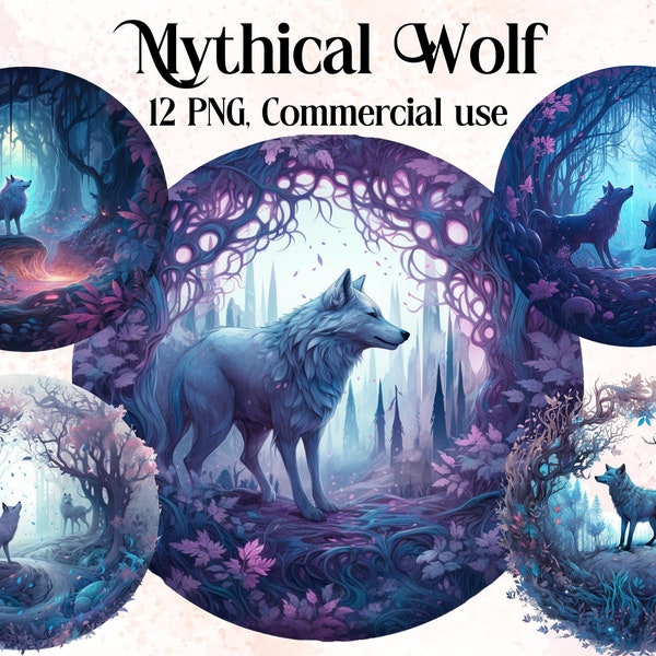 Watercolour style Mythical Wolves clipart bundle ,Fantasy wolf, png, animal clipart, fantasy clipart, mystical wolves, Fantasy Wolf PNG