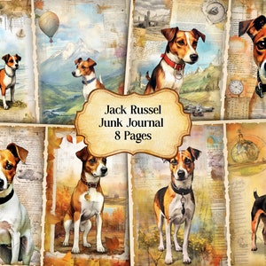 Watercolor Jack Russel Junk Journal Printable Page, Jack Russel Junk Journal,Junk Journal Paper Digital Collage Sheet,Instant Download JPG