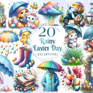 Rainy Easter Day Cute Clipart Rainy Day PNG l Spring clip art l Duck PNG l Rainy Day Watercolor l Rain sublimation l April Showers graphics
