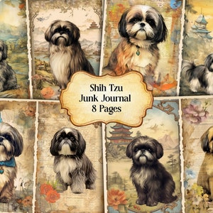 Watercolor Shih Tzu Junk Journal Printable Page, Shih Tzu Junk Journal, Junk Journal Paper Digital Collage Sheet, Instant Download Journal