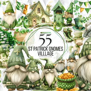 Watercolor St. Patrick&#39;s Day Clipart | Leprechaun, Shamrock, Celtic Knot, Irish Green Illustrations | Instant Download for Commercial Use