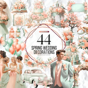 Wedding Clipart, Bride and Groom Clipart, Watercolor Wedding Clipart, Wedding PNG, Bride & Groom PNGs, Instant Download, Commercial Use