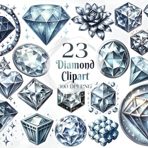Diamond Clipart - gemstone clip art graphics and collage sheets for altered art or junk journals instant download