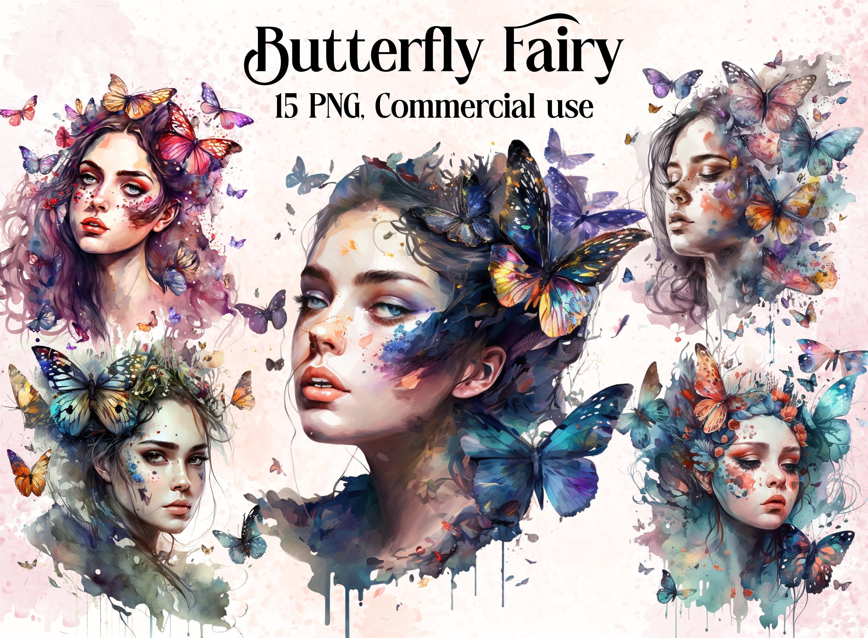 Butterfly Fairy Fantasy Clipart Bundle, Fairies Png, Fantasy Art, Fairy ...