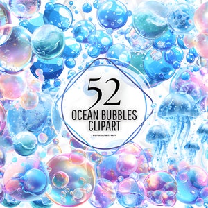 Clipart Ocean Bubbles - Pobieranie obrazów cyfrowych PNG do tworzenia kartek Junk Journal Paper Crafts