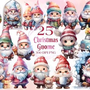 Christmas Gnome Clipart | Clipart Bundle  | 25 High-Quality Images | Wall Art | Paper Craft | Apparel | Digital Prints | Commercial Use