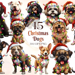 Christmas Dogs Watercolor Clipart Bundle - PNG Festive Dog Images, Cozy Holiday Pup Graphics, Instant Digital Download, Commercial Use