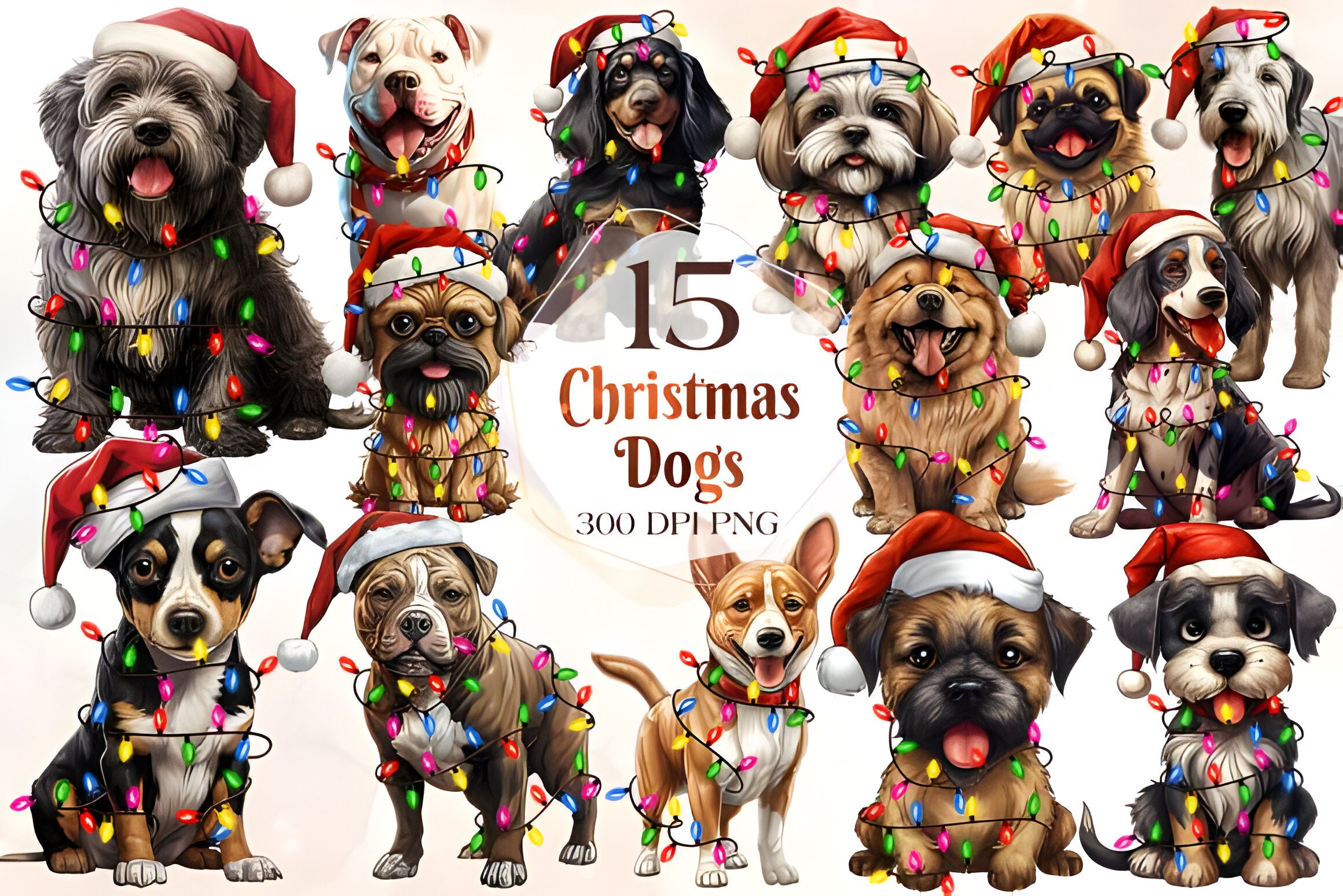 Christmas Dogs Watercolor Clipart Bundle - PNG Festive Dog Images, Cozy ...