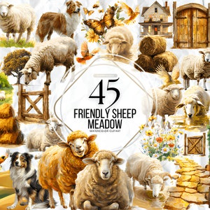 Acquerello pecora primavera Clipart, carina pecora Png, acquerello pecora, clipart di pecora, PNG di pecora, arte di pecora, pecora, pecora digitale, animale,