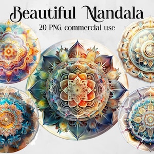 Beau clipart mandala aquarelle PNG de haute qualité. Lot de cliparts fantastique et mystique avec informations transparentes. Utilisation commerciale