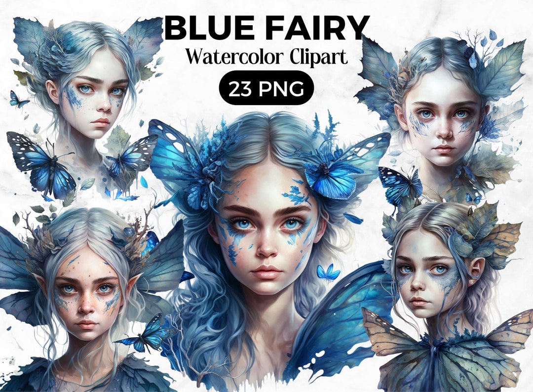 Blue Fairy Fantasy Clipart Bundle,fairies Png, Fantasy Art, Fairy Tale ...