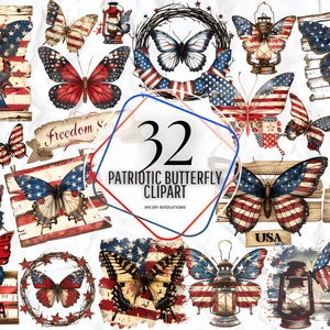 Patriotic Butterfly Clipart - USA Flag Butterfly Clipart American Flag Butterfly PNG Patriotic Butterfly Clipart Fourth of July png