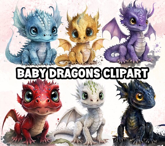 Watercolour Colourful Fantasy Dragon Clipart - Rainbow PNG Digital Image Downloads for Card Making, Scrapbook, Junk Journal, Paper Crafts