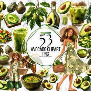 Aquarelle avocats clipart - avocats téléchargement - téléchargement immédiat - avocats - pain grillé - végétarien - végétalien - alimentation saine