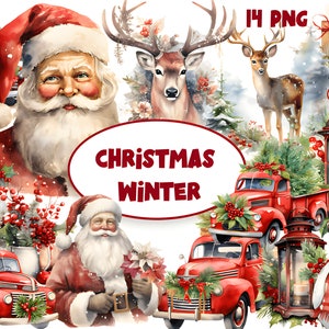 Christmas Winter Clipart | Painted Watercolor Christmas Clipart | Christmas Illustrations | PNG Graphics | Christmas Gift Instant Download