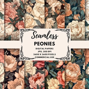 Peonies Seamless Digital Paper, Flowers Seamless Pattern, Floral Prints, Flowers Background, Roses Flower Digital Paper,Floral Digital Paper