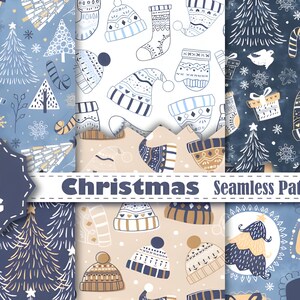 Pacote de papel digital de Natal sem costura, padrão sem costura de férias de inverno, fundo de textura festiva de Natal, papéis de scrapbook vermelhos e verdes