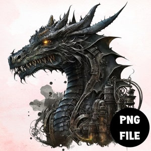 Steampunk Dragons Clipart, PNG, uso comercial completo, imágenes prediseñadas de fantasía, imágenes prediseñadas de dragón de acuarela, imágenes prediseñadas de acuarela con descarga instantánea