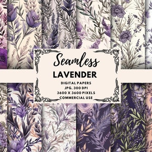 Lavender Flowers Digital Paper, Flowers Seamless Pattern, Floral Prints, Flowers Background,Purple Flower Digital Paper,Floral Digital Paper